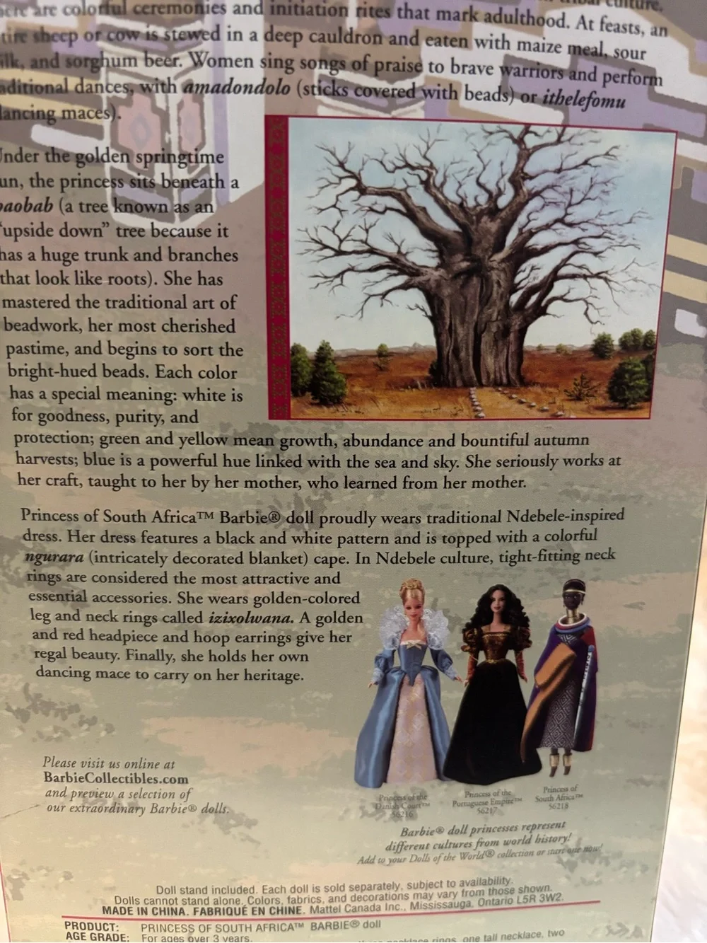 Princess of South Africa Barbie Dolls of the World Collector Edition 2002 New